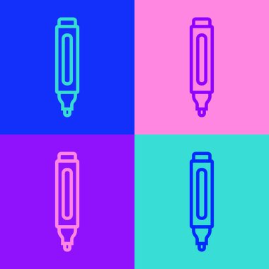 Pop sanat çizgisi İşaretleyici simgesi renk arkaplanında izole edildi. Vektör