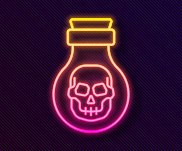 Linha de néon brilhante Veneno no ícone da garrafa isolado no fundo preto. Garrafa de veneno ou toxina química venenosa. Vetor —  Vetores de Stock
