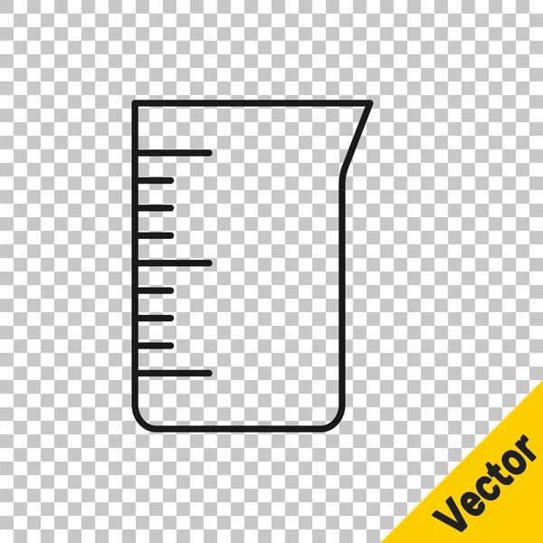 Zwarte lijn Laboratoriumglaswerk of bekerpictogram geïsoleerd op transparante achtergrond. Vector — Stockvector