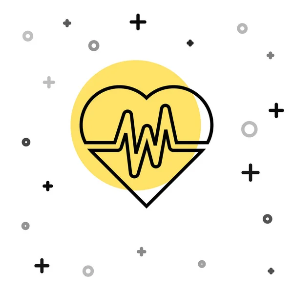Černá čára Ikona srdeční frekvence izolované na bílém pozadí. Znamení tlukot srdce. Ikona pulsu srdce. Ikona kardiogramu. Náhodné dynamické tvary. Vektor — Stockový vektor