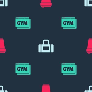 Fitness karıştırıcıyı, spor çantasını ve çevrimiçi fitness ve antrenmanı sorunsuz bir şekilde ayarla. Vektör