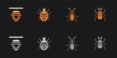 Kovan 'ı arılar, Mite, Hamamböceği ve Böcek ikonu için hazırla. Vektör