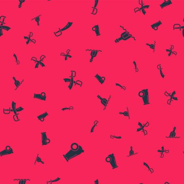 Top, Korsan kılıcı, çapraz korsan kılıçları ve suyla dolu bir şişe. Vektör