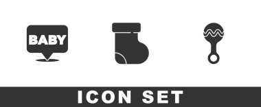Set Bebeği, çoraplar ve oyuncak bebek ikonu. Vektör
