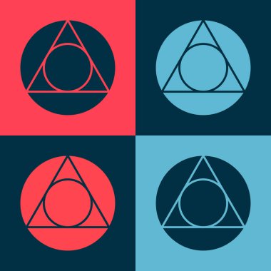 Pop Art Triangle matematik ikonu renk arkaplanında izole edilmiş. Vektör.