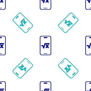 Mavi kare kök x kabartma simgesi izole edilmiş beyaz arkaplan üzerinde pürüzsüz desen. Matematiksel ifade. Vektör.