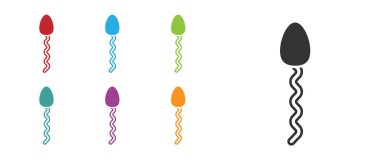 Beyaz arkaplanda siyah sperm simgesi izole edildi. Simgeleri renklendirin. Vektör.