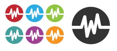 Siyah Kalp hızı simgesi beyaz arkaplanda izole edildi. Kalp atışı işareti. Kalp atışı ikonu. Kardiyogram simgesi. Simgeleri renklendirin. Vektör.