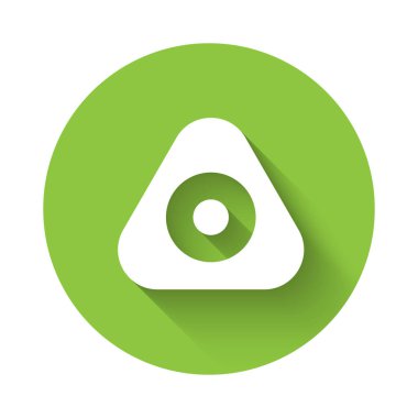 Uzun gölgeli beyaz tebeşir ikonu. Yeşil daire düğmesi. Vektör.