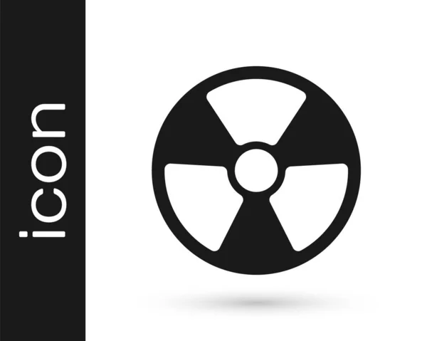 Schwarzes Radioaktives Symbol Isoliert Auf Weißem Hintergrund Radioaktives Toxisches Symbol — Stockvektor