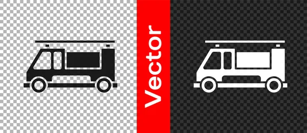 Icono Camión Bomberos Negro Aislado Sobre Fondo Transparente Bomberos Vehículo — Vector de stock