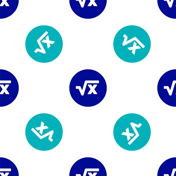 Blue Raíz Cuadrada Del Icono Del Glifo Patrón Inconsútil Aislado — Archivo Imágenes Vectoriales