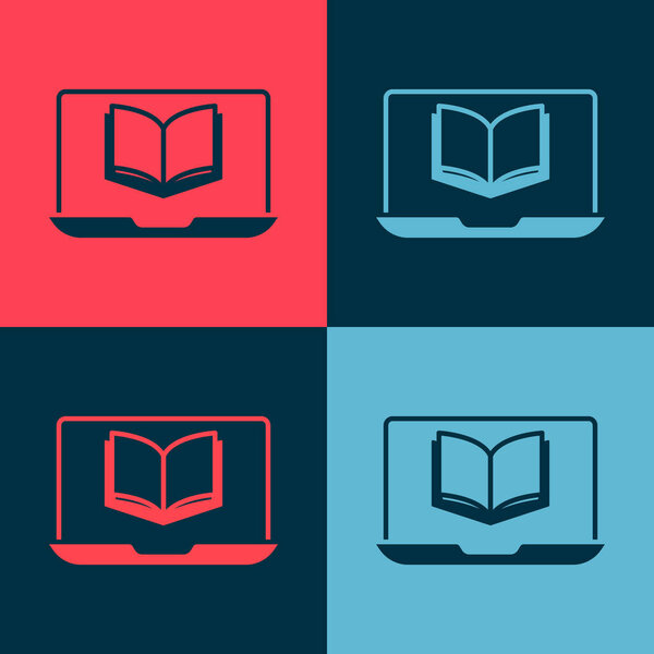 Pop art Online class icon isolated on color background. Online education concept.  Vector.