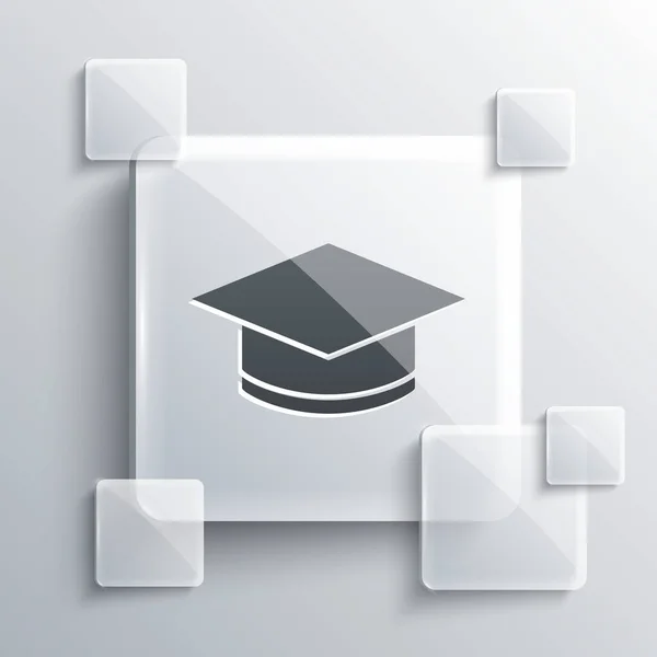 Grey Graduation Cap Icon Isolated Grey Background Graduation Hat Tassel — Stock Vector