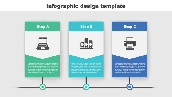 Set Laptop Ranglijst Printer Bedrijfsinfographic Sjabloon Vector — Stockvector