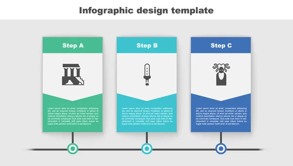 Set Parthenon Espada Medieval Medusa Gorgon Modelo Infográfico Negócios Vetor — Vetor de Stock