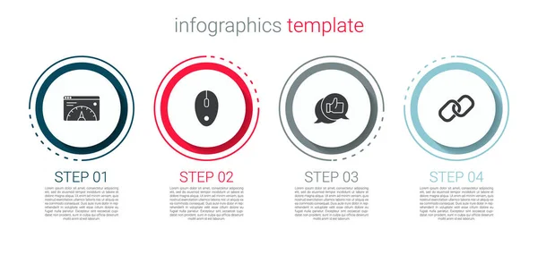 Állítsa Weboldal Statisztika Számítógépes Egér Vásárlói Termékértékelés Láncszem Üzleti Infografikai — Stock Vector