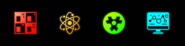 Stel Periodiek Systeem Atom Biohazard Symbool Genetische Modificatie Pictogram Vector — Stockvector