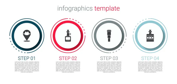 Locatie Instellen Piraat Alcohol Drinken Rum Spyglass Telescoop Lens Bedrijfsinfographic — Stockvector