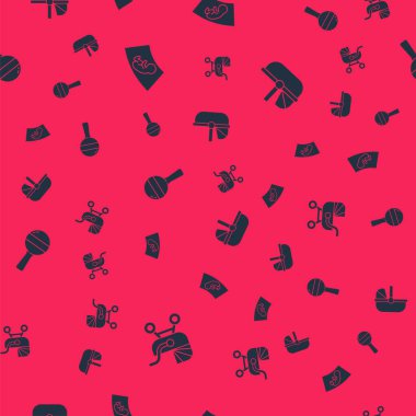 Bebek arabası, ultrason, oyuncak çıngıraklı yılan ve kusursuz şablon. Vektör.