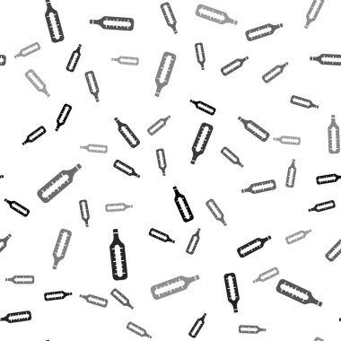 Tıbbi inceleme ikonu için siyah termometre beyaz arka planda izole edilmiş pürüzsüz desen. Vektör.