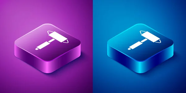 Isometric Firefighter Axe Icon Isolated Blue Purple Background Fire Axe — Stock Vector