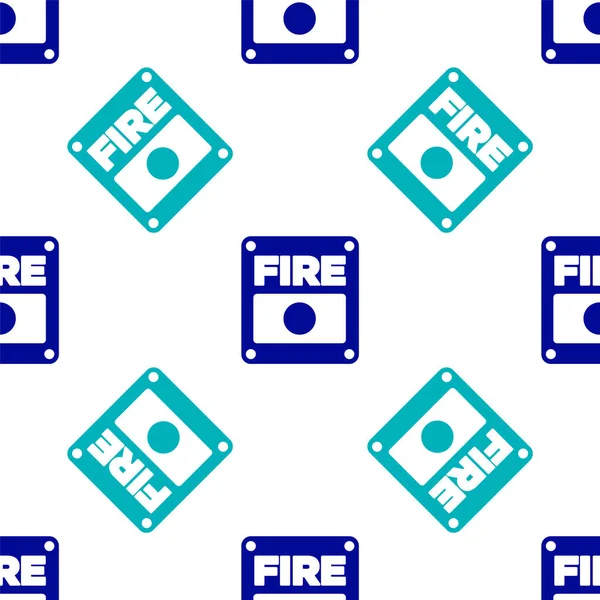Modrý Požární Poplašný Systém Ikona Izolované Bezešvé Vzor Bílém Pozadí — Stockový vektor
