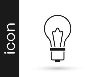 Fikir ikonu kavramına sahip siyah ampul beyaz arkaplanda izole edilmiş. Enerji ve fikir sembolü. İlham konsepti. Vektör.