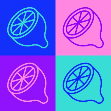 Pop sanat çizgisi Lemon simgesi renk arkaplanında izole edildi. Vektör.