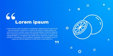 Beyaz çizgi turuncu meyve ikonu mavi arkaplanda izole edilmiş. Vektör.