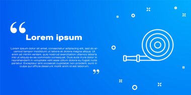 Beyaz çizgili itfaiye hortumu ikonu mavi arka planda izole edildi. Vektör.