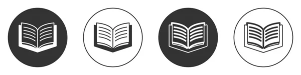 Černá Otevřít Ikonu Knihy Izolované Bílém Pozadí Kruhové Tlačítko Vektor — Stockový vektor
