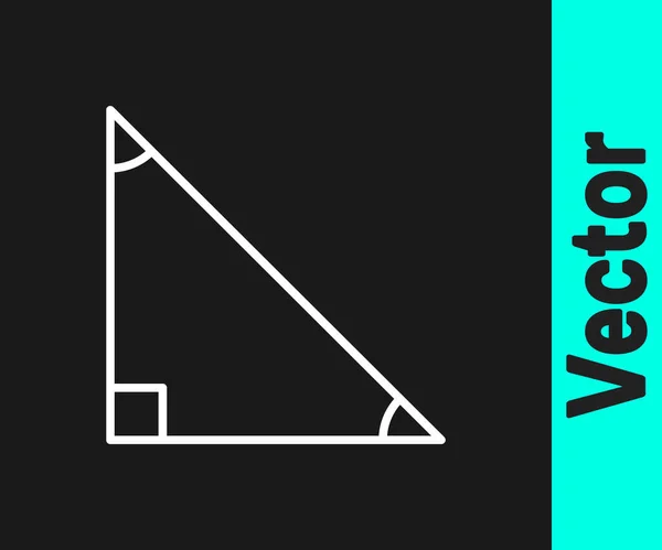 Иконка Математики Треугольника Белой Линии Изолирована Черном Фоне Вектор — стоковый вектор