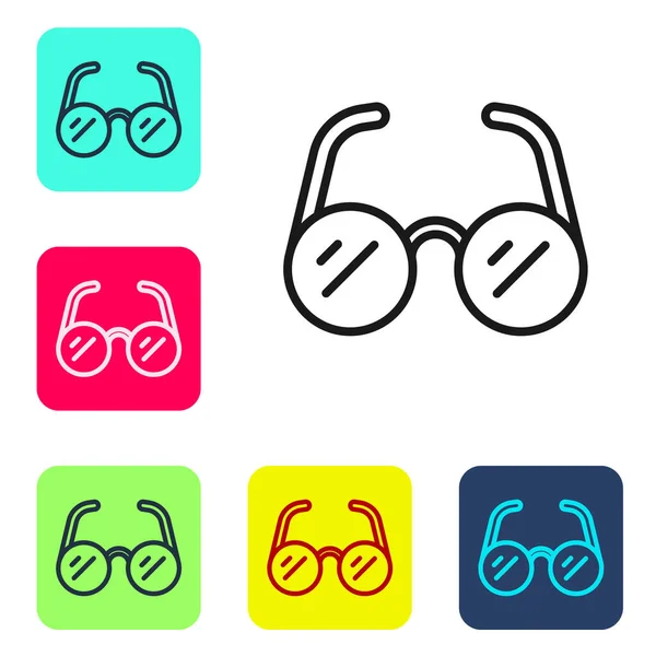 Ligne Noire Icône Lunettes Isolée Sur Fond Blanc Symbole Monture — Image vectorielle