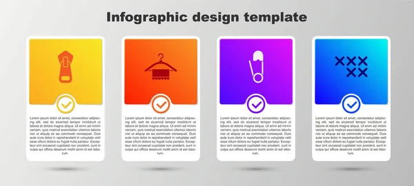 Conjunto Cremallera Guardarropa Pasador Seguridad Aro Bordado Ajustable Plantilla Infografía — Vector de stock