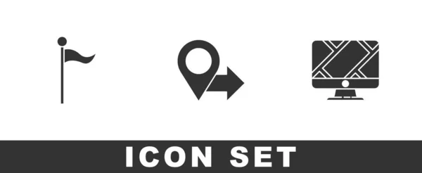 Establecer Marcador Ubicación Monitor Con Icono Ubicación Vector — Archivo Imágenes Vectoriales