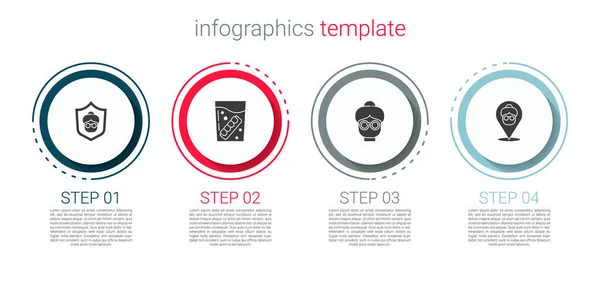 Set Großmutter Falscher Kiefer Glas Und Pflegeheim Geschäftsinfografische Vorlage Vektor — Stockvektor