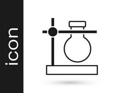 Beyaz arka planda siyah cam test tüpü ikonu izole edildi. Laboratuvar ekipmanları. Vektör.