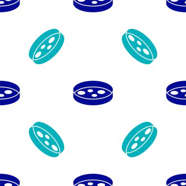 Mavi Petri kabında beyaz arka planda izole edilmiş bakteri simgesi var. Vektör.