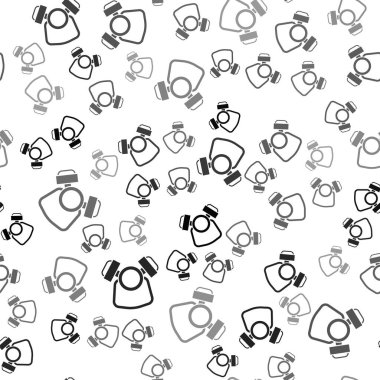 Siyah Gaz maskesi simgesi beyaz arkaplanda izole edilmiş kusursuz desen. Solunum cihazı işareti. Vektör.