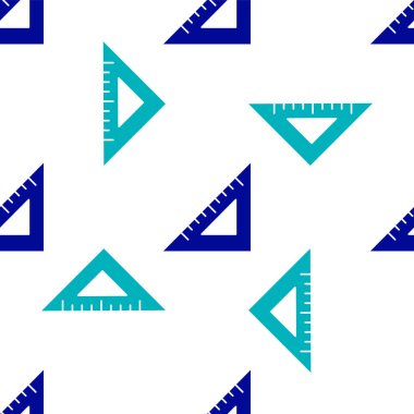Mavi Üçgen cetvel simgesi beyaz arkaplandaki kusursuz deseni izole etti. Düz sembol. Geometrik sembol. Vektör.