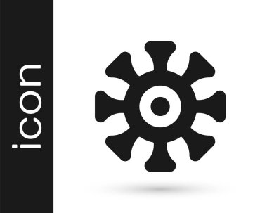 Siyah Bakteri simgesi beyaz arkaplanda izole edildi. Bakteriler ve mikroorganizmalar, sebep olan mikroorganizma hastalıkları, hücre kanseri, mikrop, virüs, mantar. Vektör.