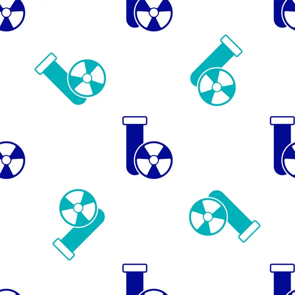 Blue Laboratory Chemisch Bekerglas Met Giftig Vloeibaar Icoon Geïsoleerd Naadloos — Stockvector