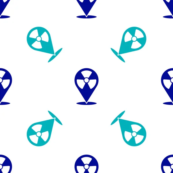 Синий Radioactive Местоположении Значок Изолированный Безморщинистый Узор Белом Фоне Радиоактивный — стоковый вектор