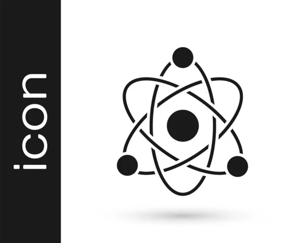 Black Atom Icoon Geïsoleerd Witte Achtergrond Symbool Van Wetenschap Onderwijs — Stockvector