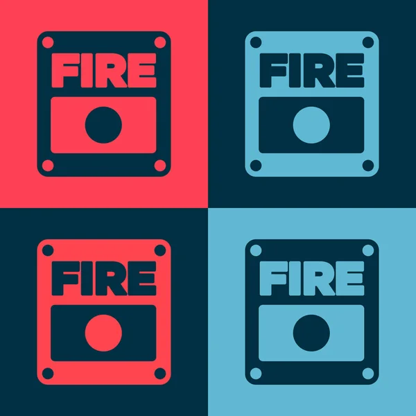 Pop Art Feuermeldesystem Symbol Isoliert Auf Farbigem Hintergrund Ziehen Sie — Stockvektor