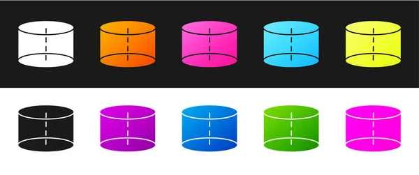 Geometrische Figur Zylindersymbol Isoliert Auf Schwarzem Und Weißem Hintergrund Setzen — Stockvektor