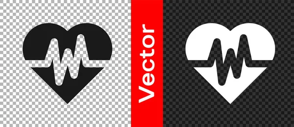 Zwart Hartslagpictogram Geïsoleerd Transparante Achtergrond Hartslagteken Hartslag Icoon Cardiogram Icoon — Stockvector