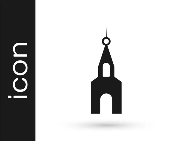 Icono Del Edificio Iglesia Negra Aislado Sobre Fondo Blanco Iglesia — Vector de stock