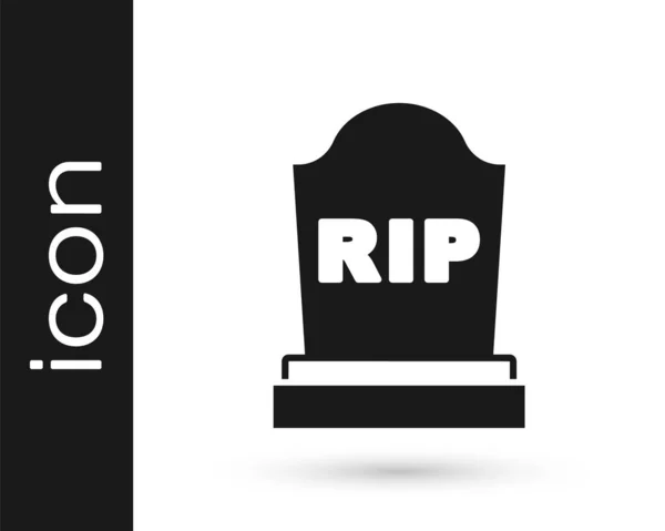 Lápida Negra Con Rip Escrito Icono Aislado Sobre Fondo Blanco — Archivo Imágenes Vectoriales